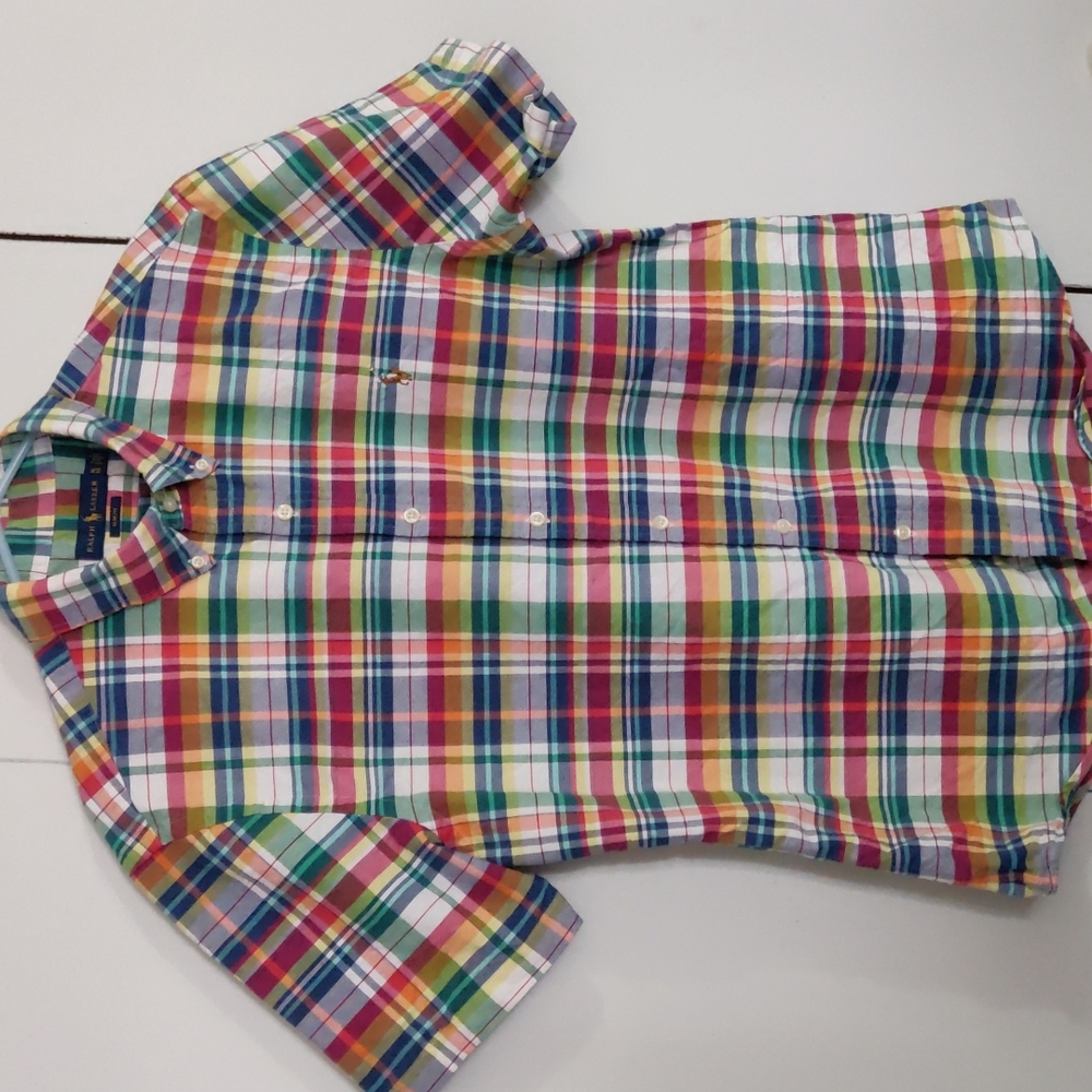 Ralph Lauren slim fit button down short sleeve shirt XL TG